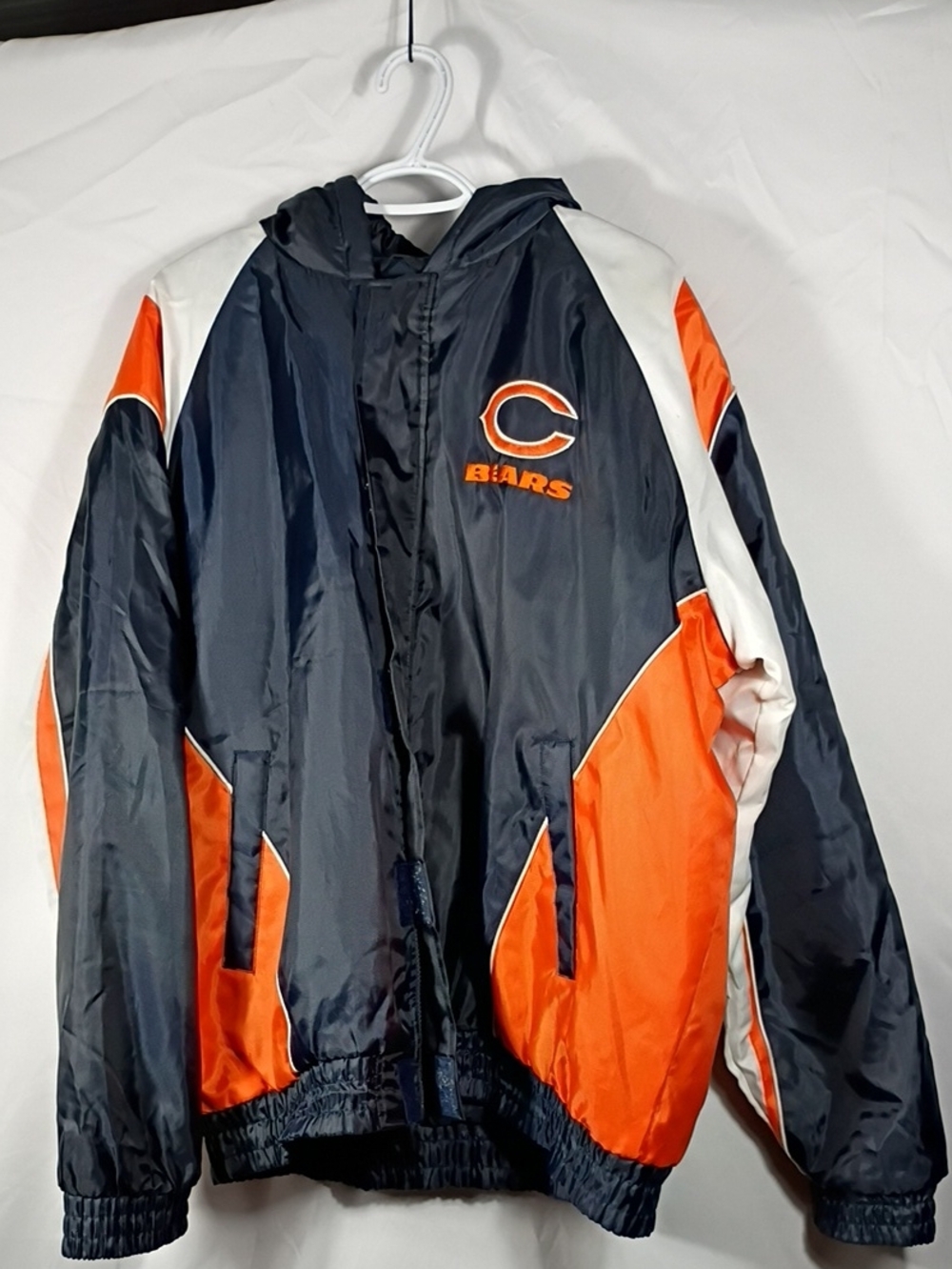 Vintage G-III Chicago Bears Navy & Orange Hooded Winter Jacket Mens Size XL